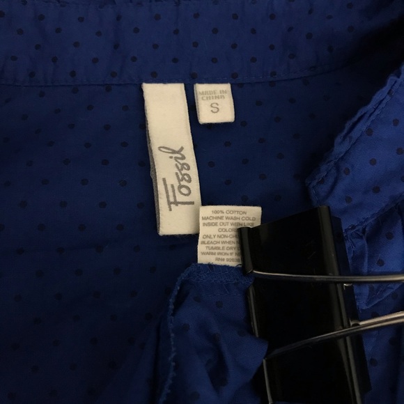 Fossil Polka Dot Button Down Blouse Size Small - Picture 8 of 8